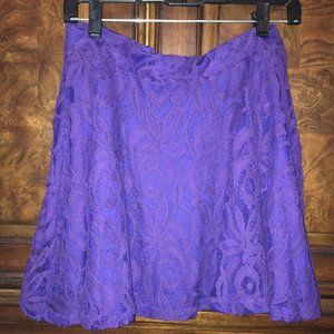Adorable Purple Flare Laced Overlay Skirt with Poly Lining - Medium
